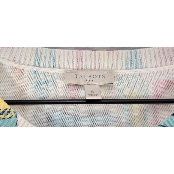Talbots Womens Cardigan Sweater Cotton Button Up Novelty Print Whimsical Size S - Picture 3 of 10